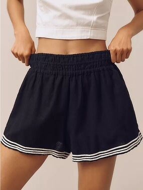The Somerset Striped Trim Linen Cotton Shorts